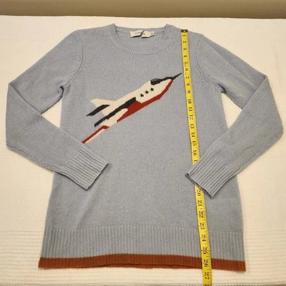Coach 1941 Powder Blue Intarsia Sweater M 100% Cashmere Rare HTF Runway - Picture 10 of 14